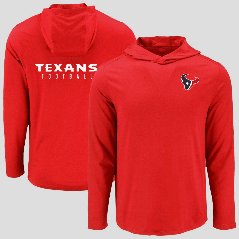 Men 2026 NFL Houston Texans Hooded long sleeved T-shirt red 05->nfl t-shirts->Sports Accessory